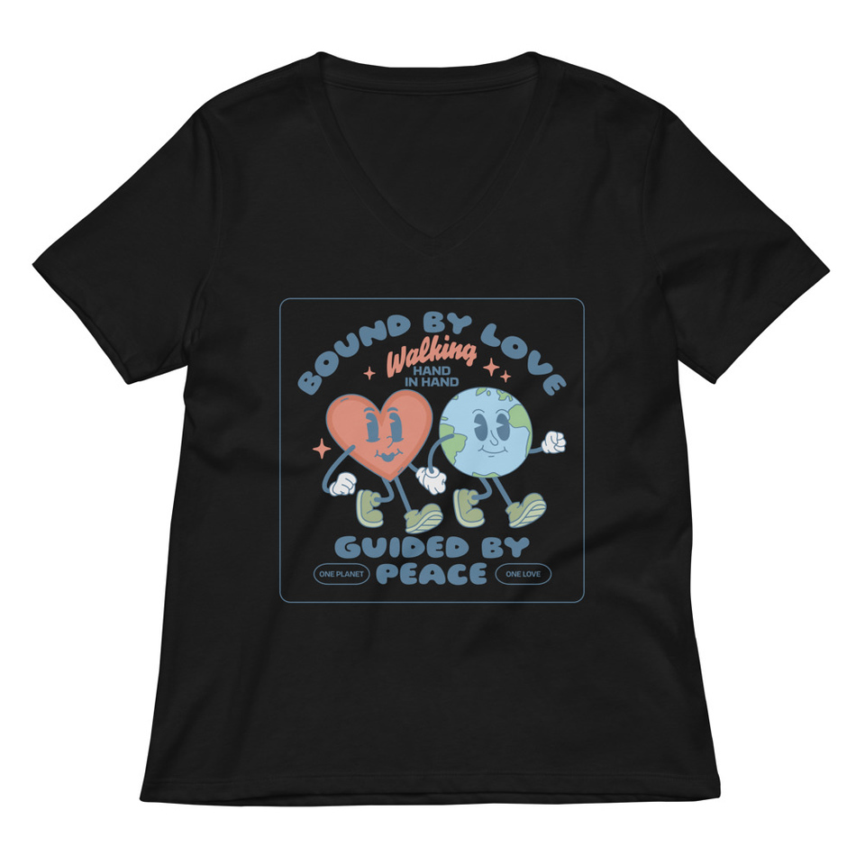 BOUND BY LOVE Women's Relaxed V-Neck T-Shirt
