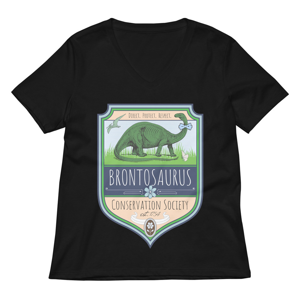 Brontosaurus Conservation Society Women's Relaxed V-Neck T-Shirt