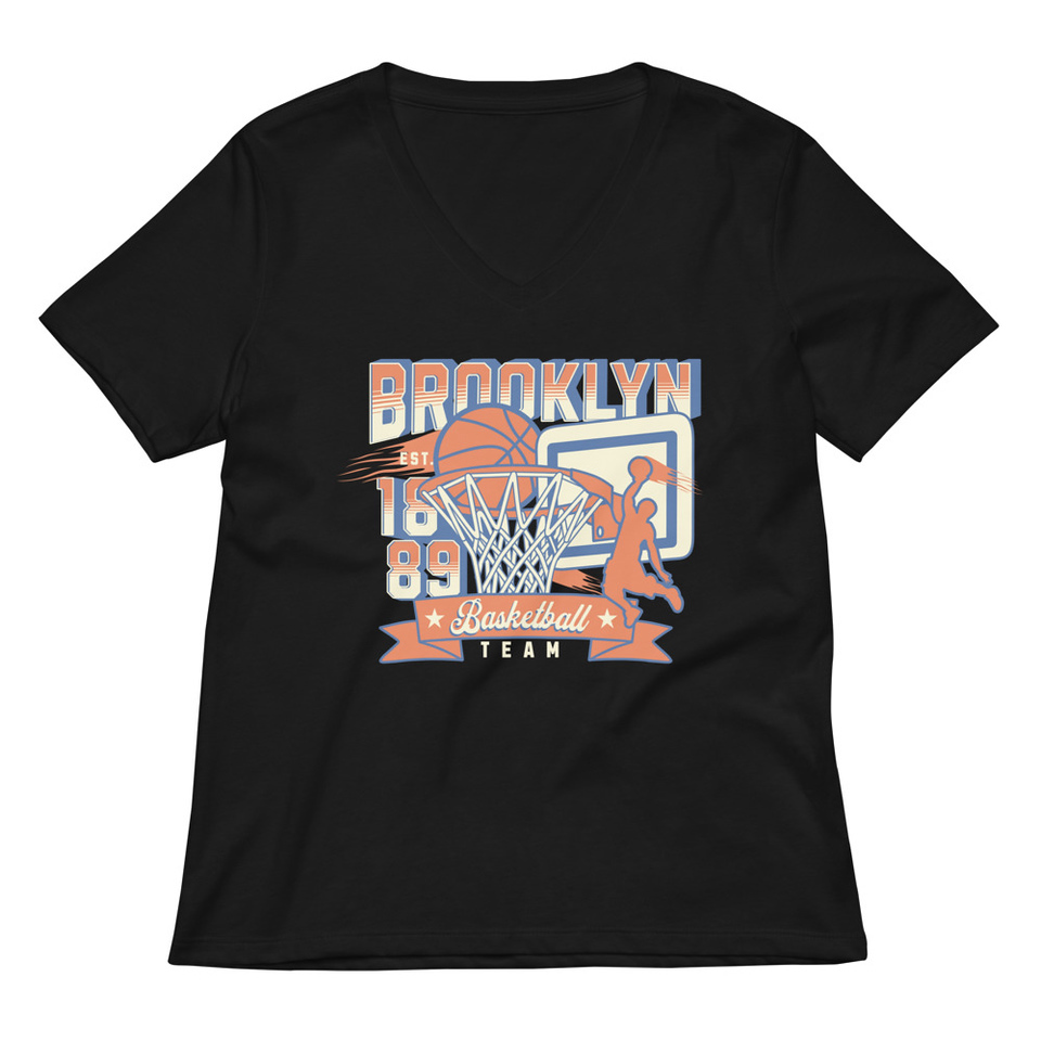 Brooklyn Basketball Team - Athletic Sports Women's Relaxed V-Neck T-Shirt