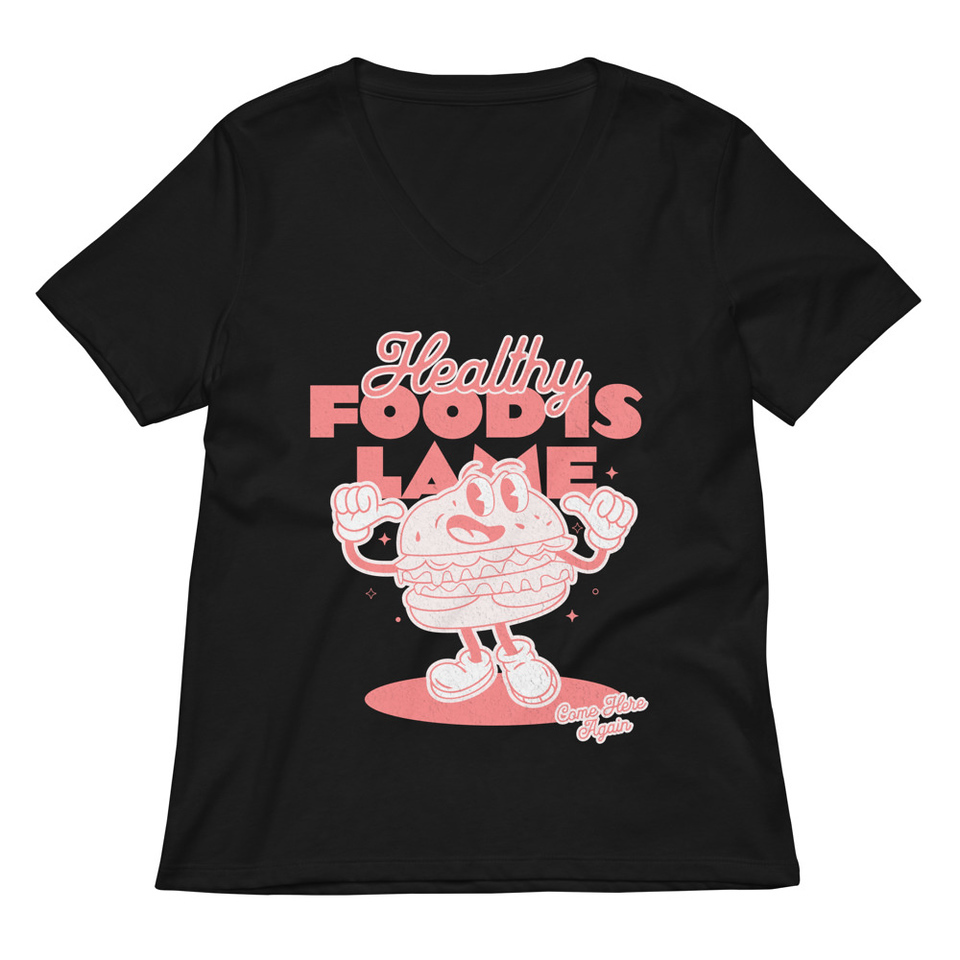 Burger Mascot Women's Relaxed V-Neck T-Shirt