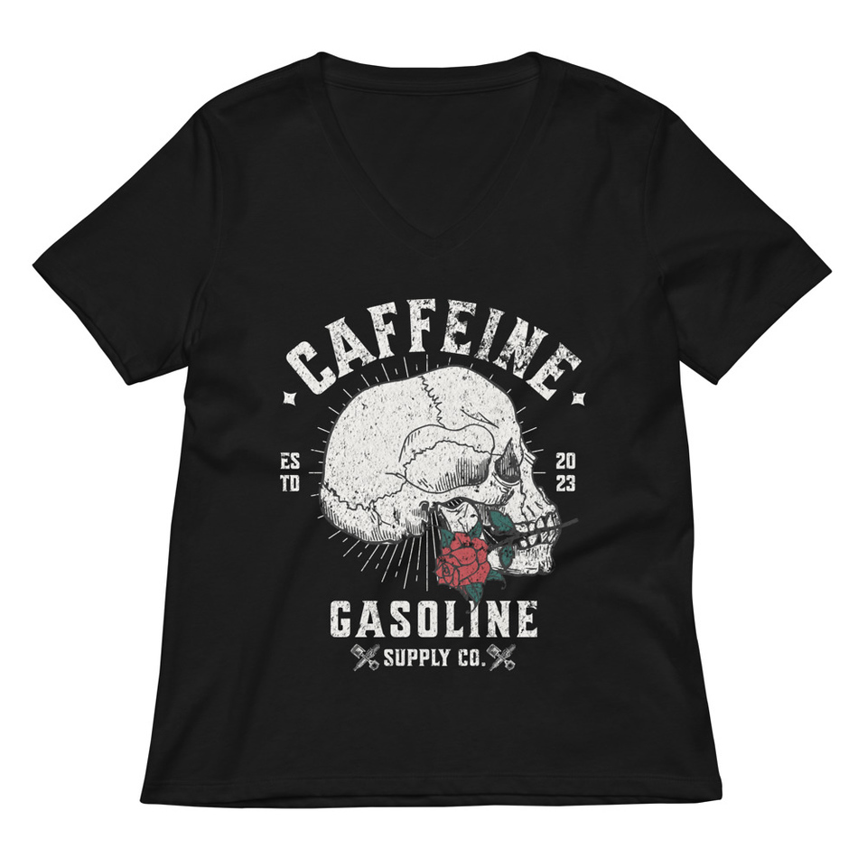 CAFFEINE GASOLINE Women's Relaxed V-Neck T-Shirt