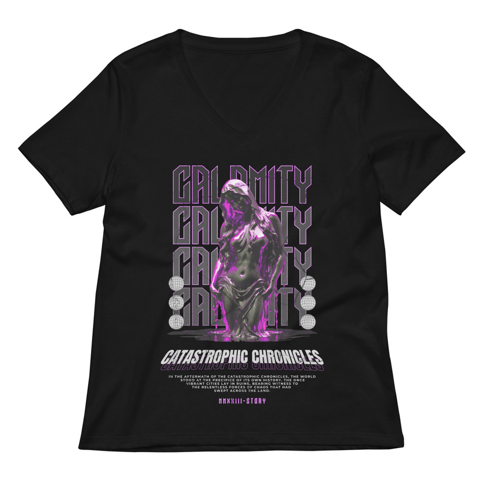 Calamity Streetwear Women's Relaxed V-Neck T-Shirt