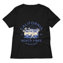 California Beach Vibes - Retro Camper Van Women's Relaxed V-Neck T-Shirt