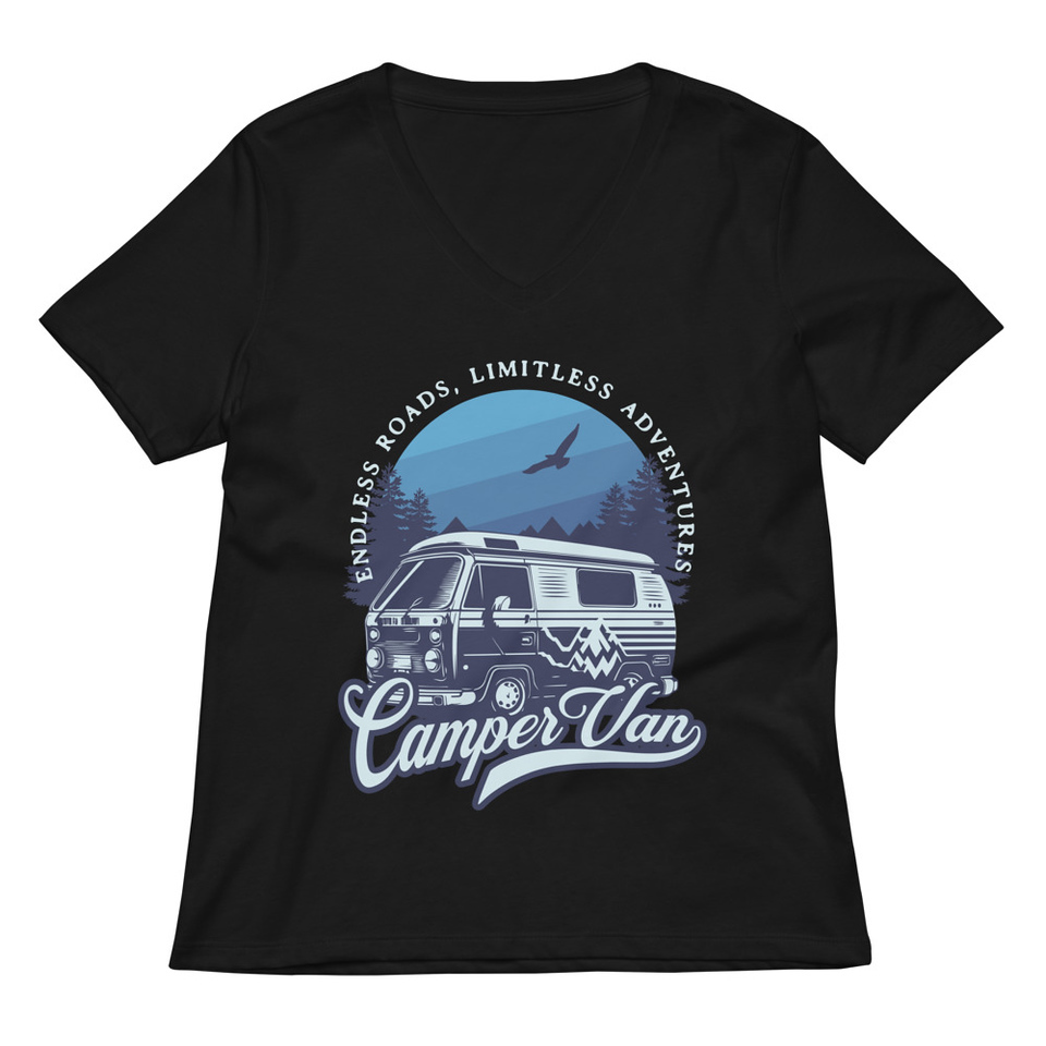 Campervan Women's Relaxed V-Neck T-Shirt