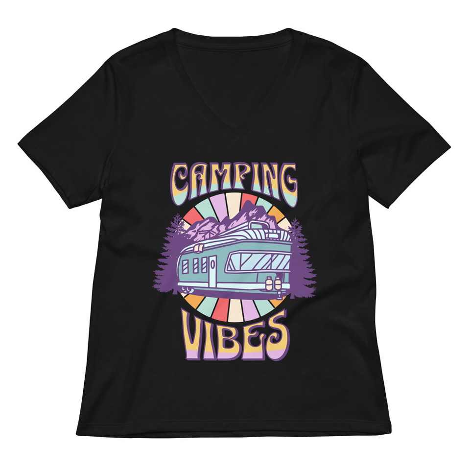 Camping Vibes Women's Relaxed V-Neck T-Shirt