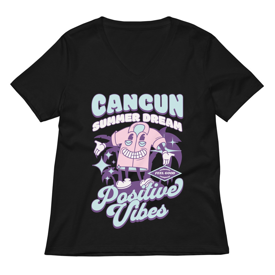 Cancun Positive Vibes Women's Relaxed V-Neck T-Shirt