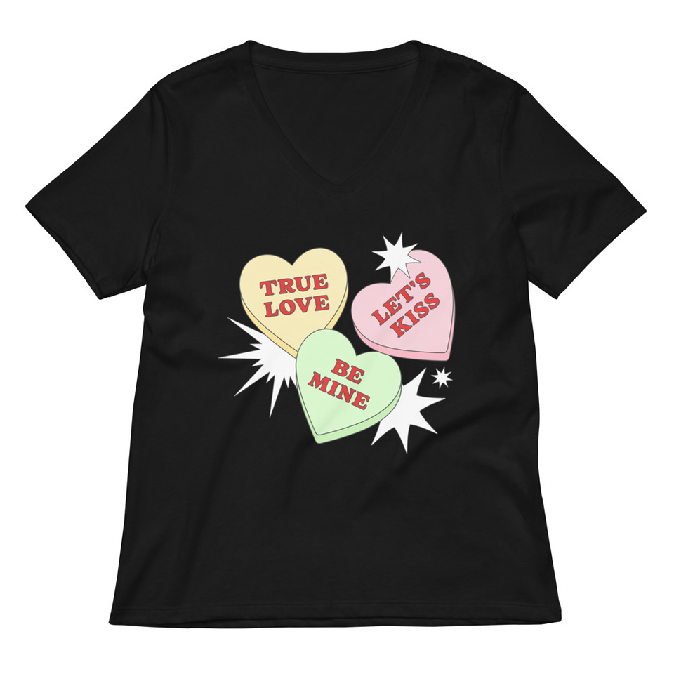 Candy Hearts - Valentine's Day Women's Relaxed V-Neck T-Shirt