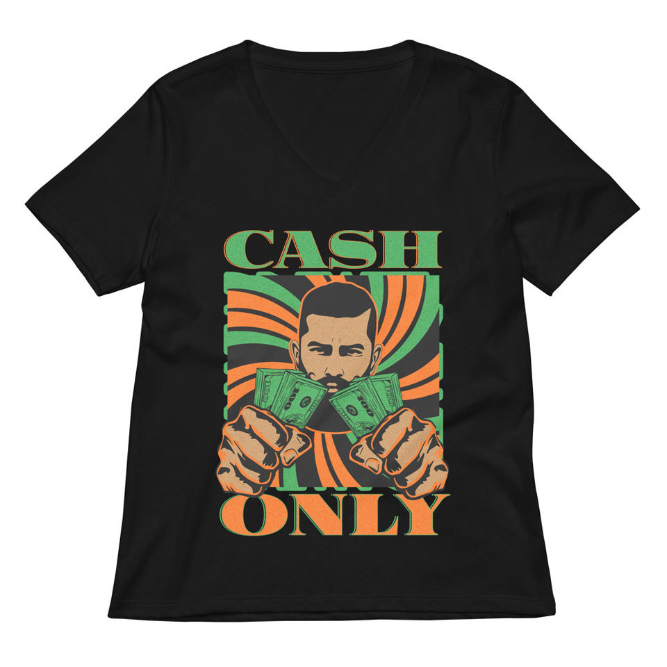 Cash Only - Streetwear Women's Relaxed V-Neck T-Shirt