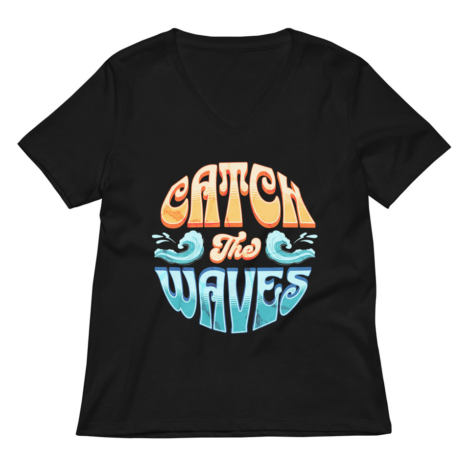 Catch the Waves - Beach Vibe Women's Relaxed V-Neck T-Shirt