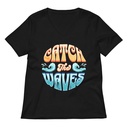 Catch the Waves - Beach Vibe Women's Relaxed V-Neck T-Shirt