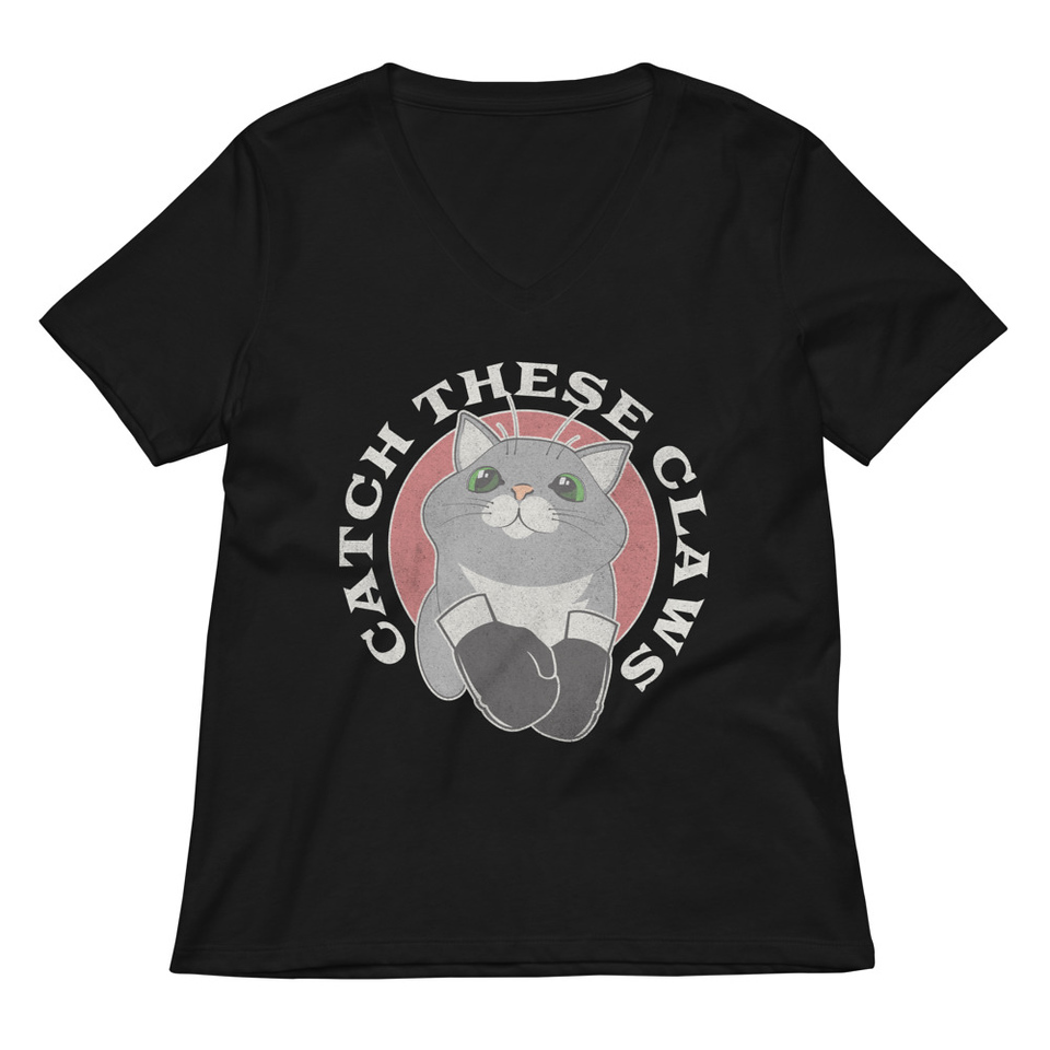 Catch These Claws - Cute Cat Women's Relaxed V-Neck T-Shirt