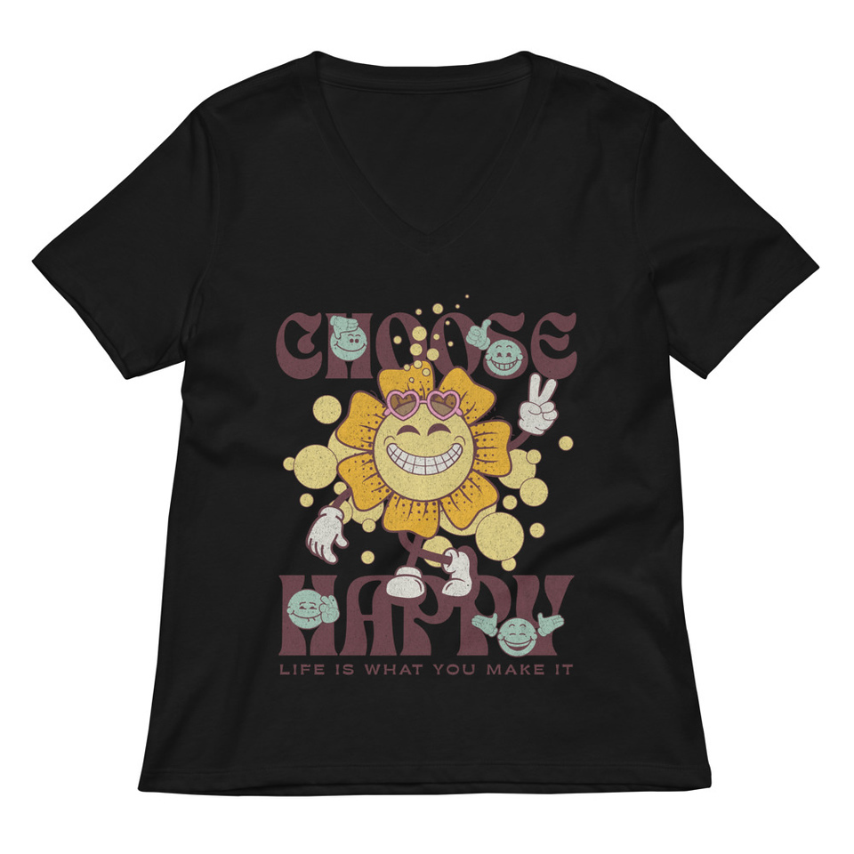 Choose Happy Women's Relaxed V-Neck T-Shirt