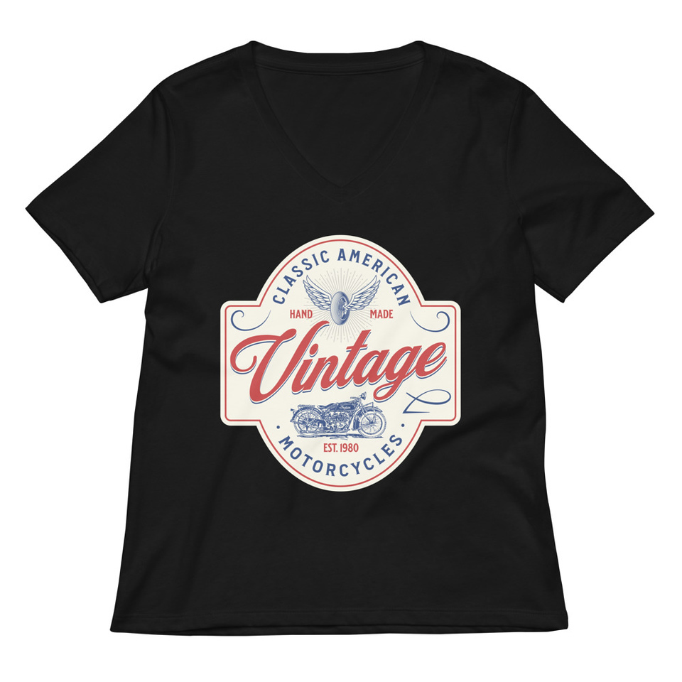 Classic American Motorcyles - Vintage Women's Relaxed V-Neck T-Shirt