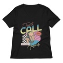 Classic Retro Illustrative Portrait Men Calling Women's Relaxed V-Neck T-Shirt