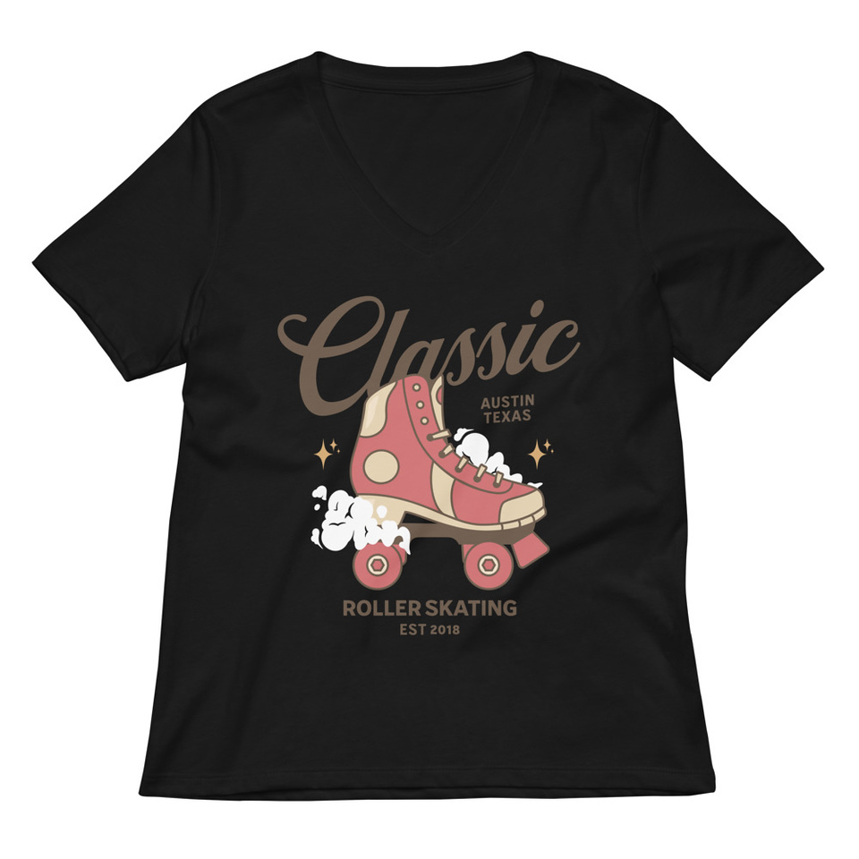 Classic Roller Skating - Sports Apparel Women's Relaxed V-Neck T-Shirt