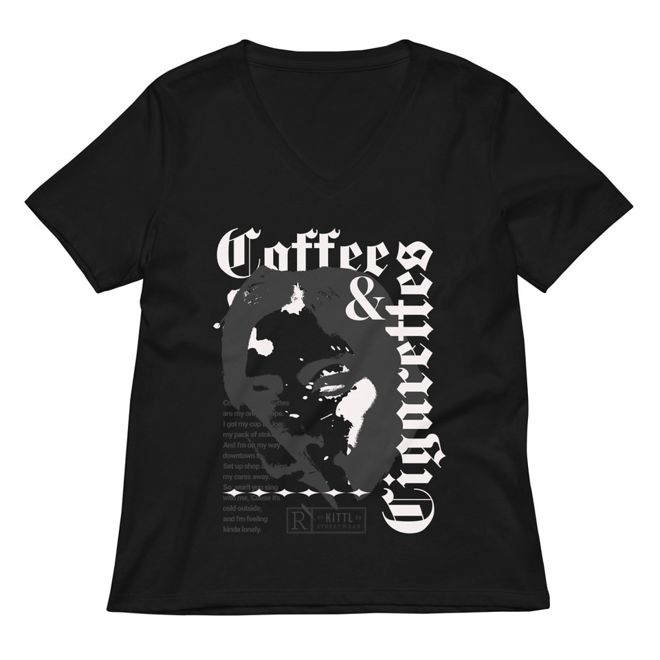 Coffee & Cigarettes Women's Relaxed V-Neck T-Shirt