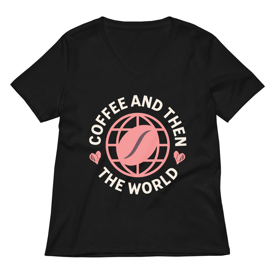 Coffee and Then The World - Earth Women's Relaxed V-Neck T-Shirt