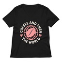 Coffee and Then The World - Earth Women's Relaxed V-Neck T-Shirt