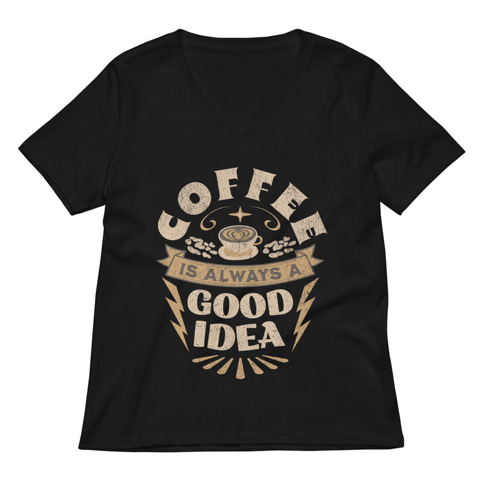 Coffee is always a good idea - Lightning Bolt Women's Relaxed V-Neck T-Shirt