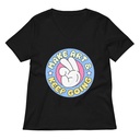 Colorful Fun Retro Style Badge Women's Relaxed V-Neck T-Shirt