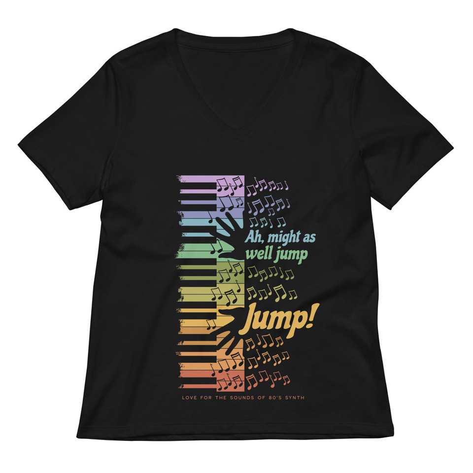 Colorful Retro Keyboard Women's Relaxed V-Neck T-Shirt