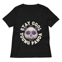 Cool Panda with Sunglasses -  Women's Relaxed V-Neck T-Shirt