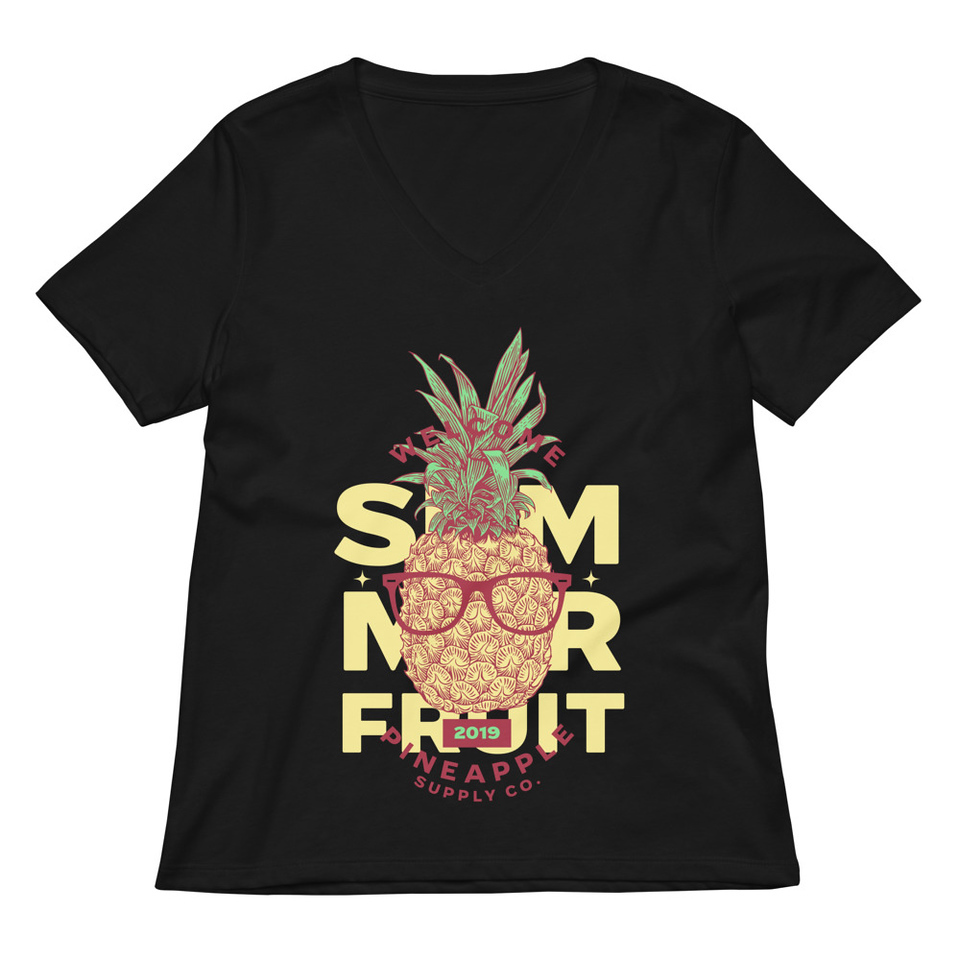Cool Pineapple - Tropical Fruit Women's Relaxed V-Neck T-Shirt