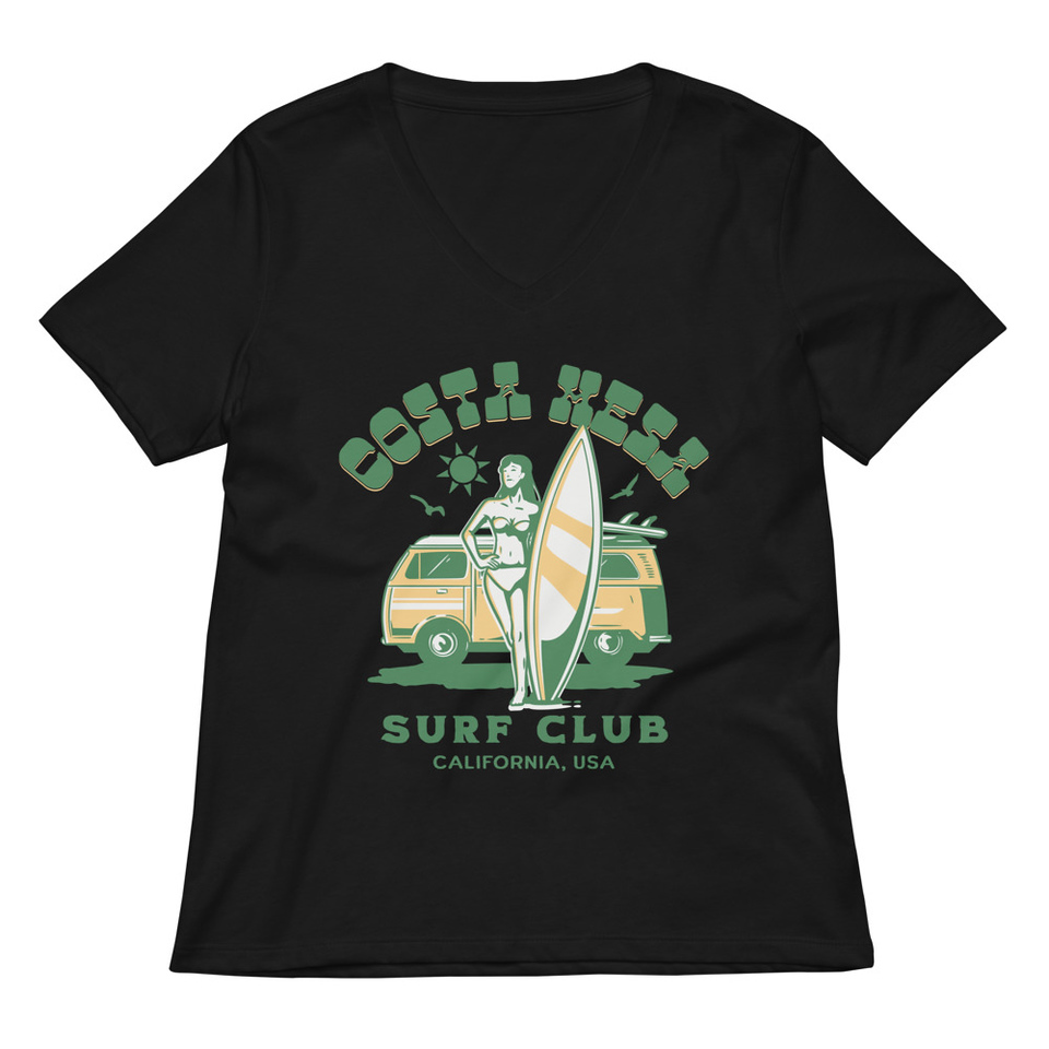 Costa Mesa Surf Club - Campervan Women's Relaxed V-Neck T-Shirt
