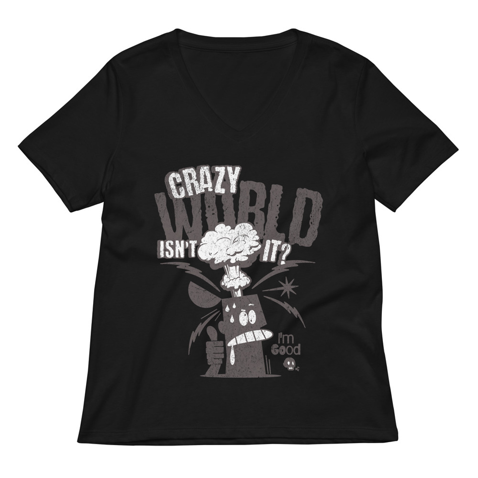 Crazy World Women's Relaxed V-Neck T-Shirt