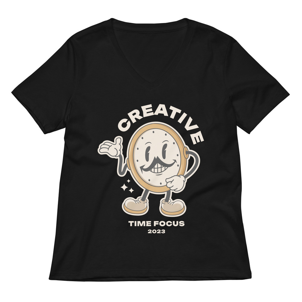 Creative Time Women's Relaxed V-Neck T-Shirt