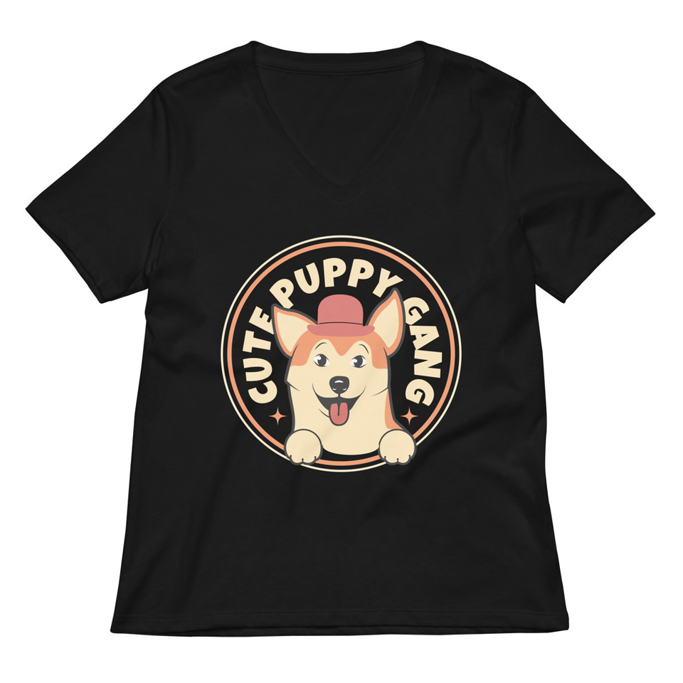 Cute Puppy Gang - Corgi Women's Relaxed V-Neck T-Shirt