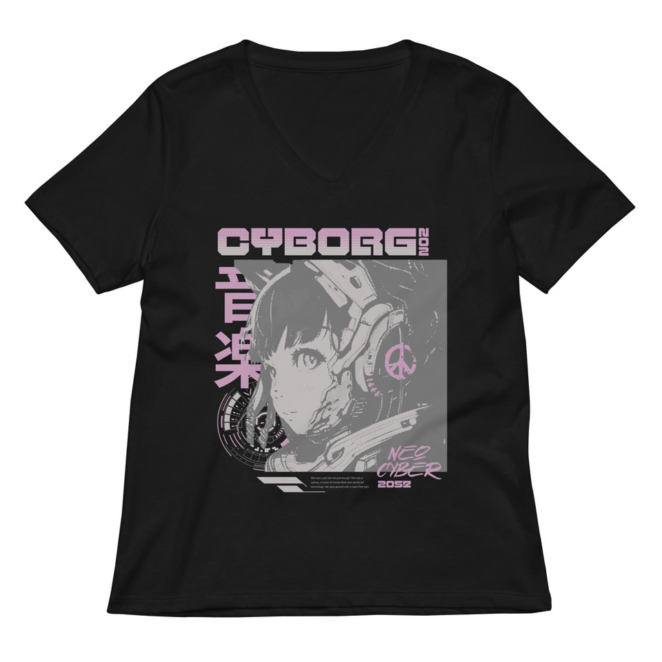 Cyborg - Y2k Style Women's Relaxed V-Neck T-Shirt