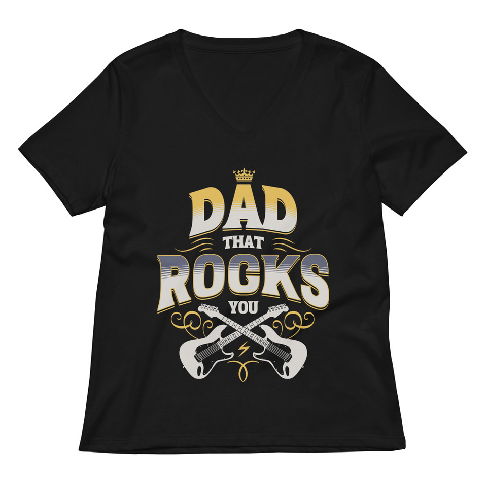 Dad That Rocks You - Electric Guitar Women's Relaxed V-Neck T-Shirt