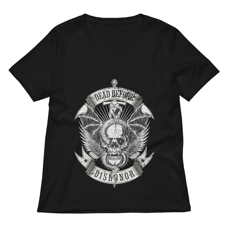DEAD BEFORE DISHONOR Women's Relaxed V-Neck T-Shirt