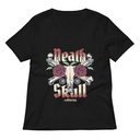 Death Skull - Flower Women's Relaxed V-Neck T-Shirt