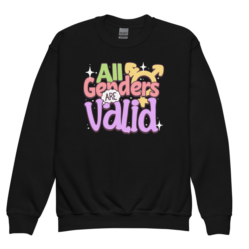 All Genders are Valid Youth Crew Neck Sweatshirt