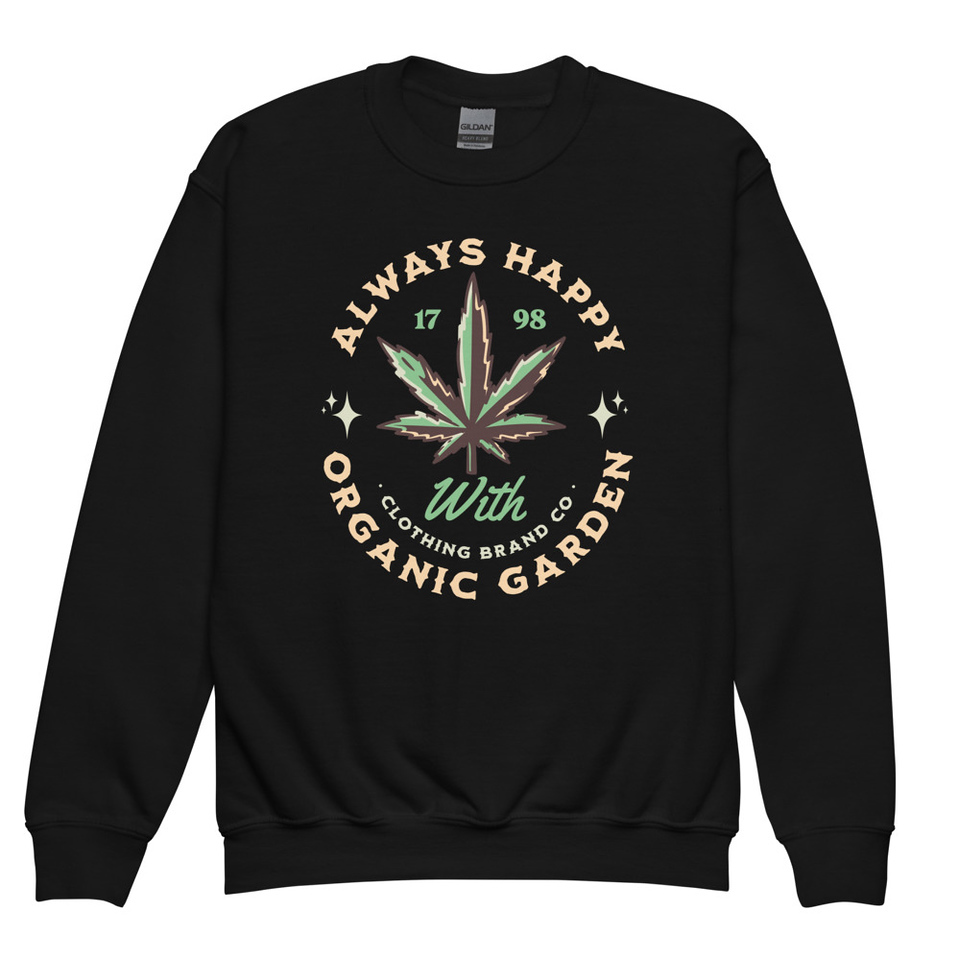 Always Happy - Cannabis Youth Crew Neck Sweatshirt