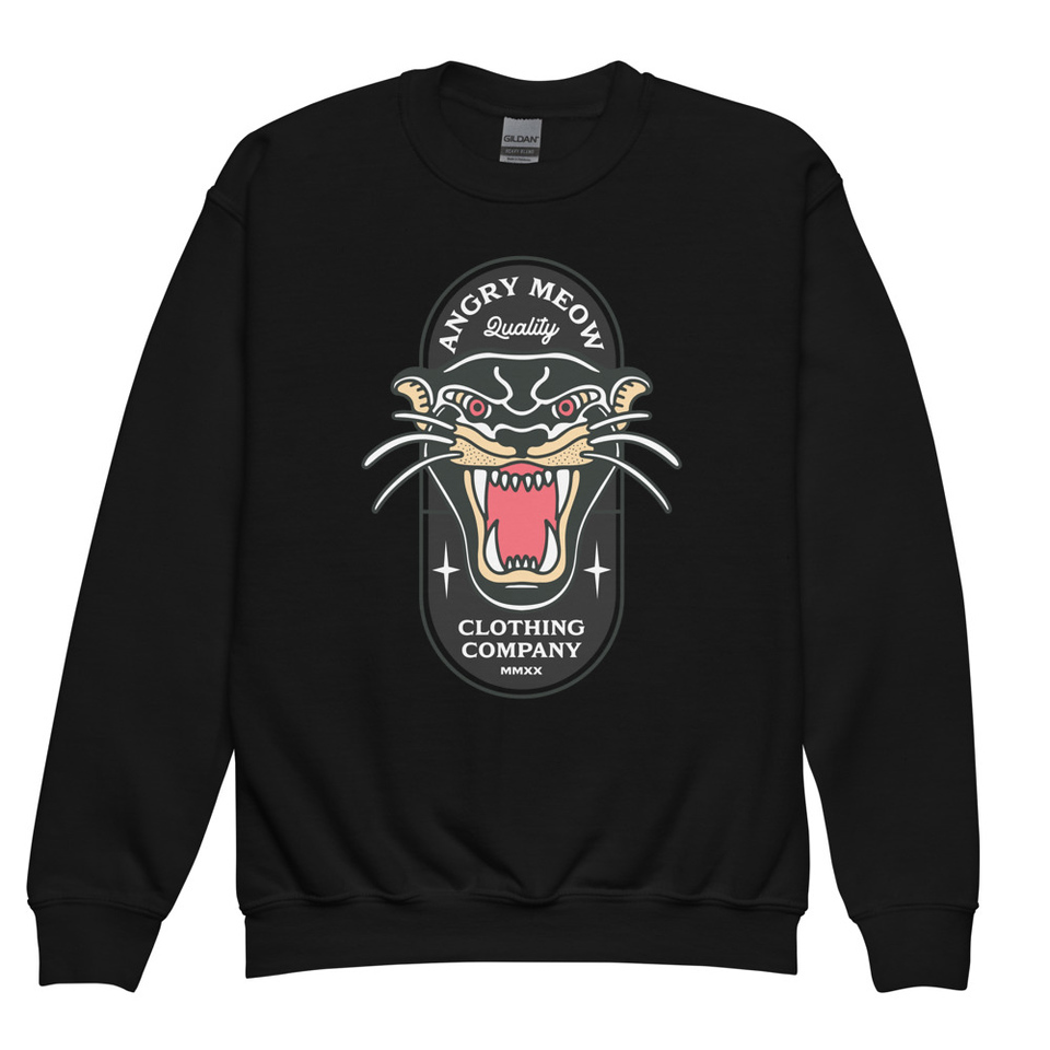 Angry Meow Clothing Company - Panther Youth Crew Neck Sweatshirt