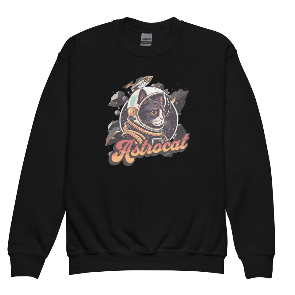 Astrocat - Retro graphic Youth Crew Neck Sweatshirt