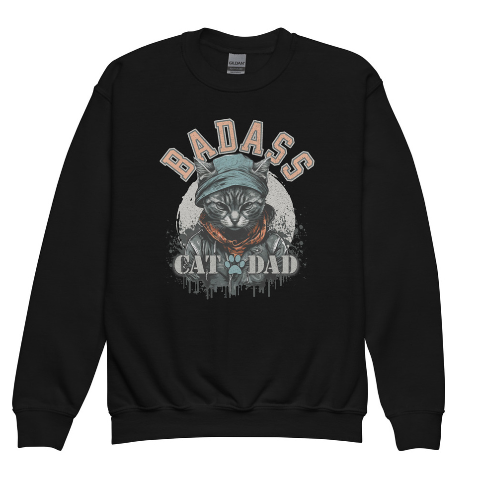 BADASS CAT DAT Youth Crew Neck Sweatshirt