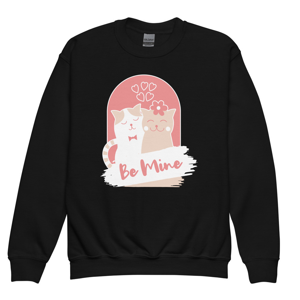 Be Mine - Cute Cat Couple Youth Crew Neck Sweatshirt