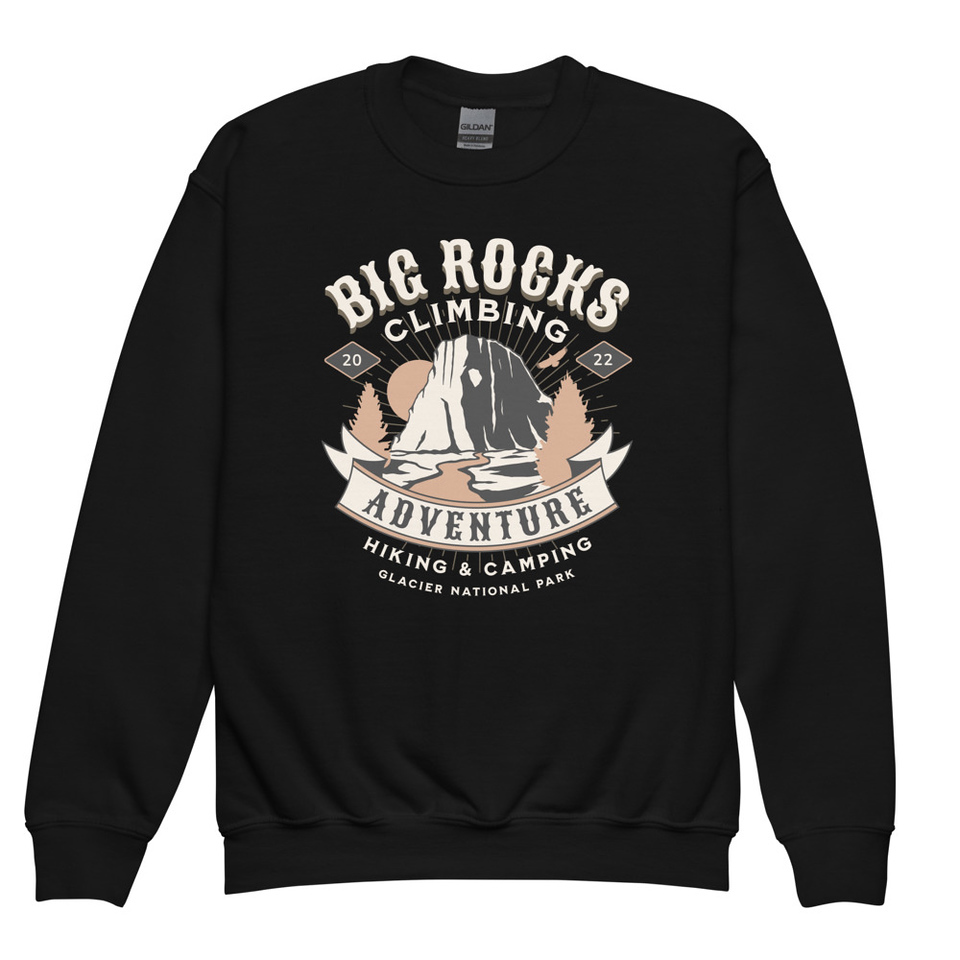 Big Rocks Climbing - Outdoor Adventure Youth Crew Neck Sweatshirt