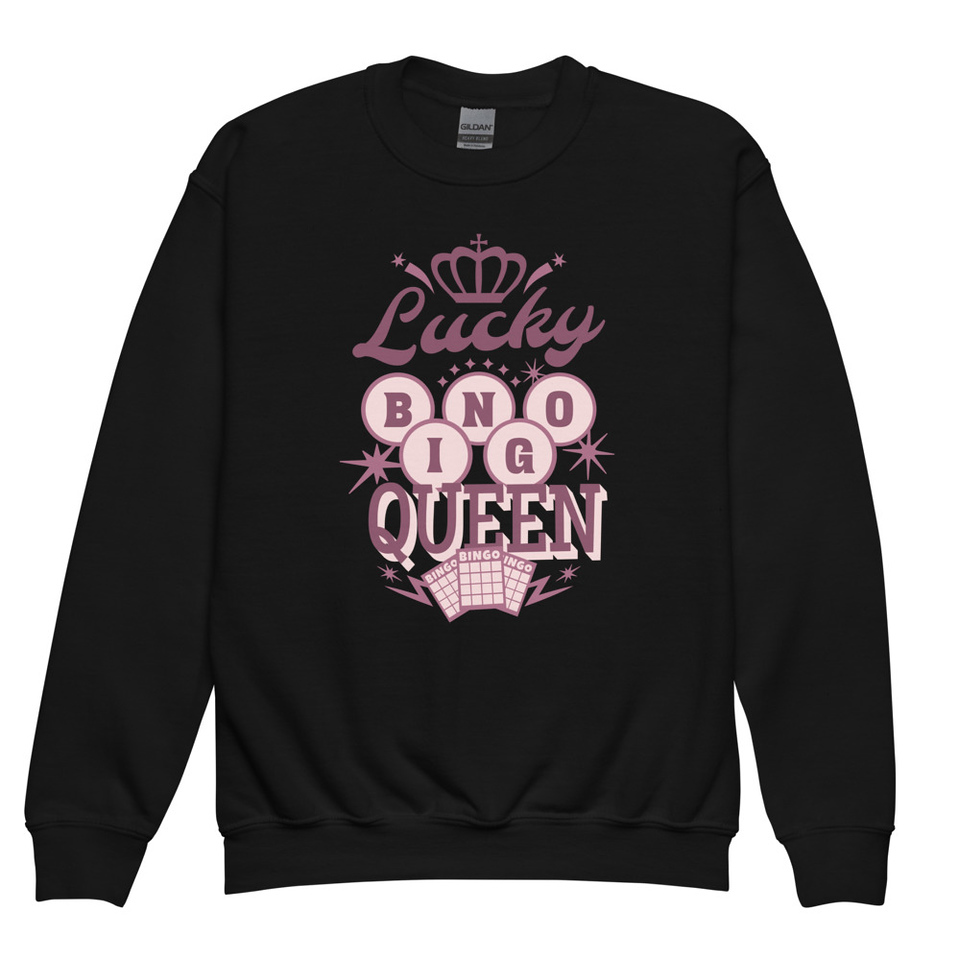 Bingo Queen - Retro Crown Youth Crew Neck Sweatshirt