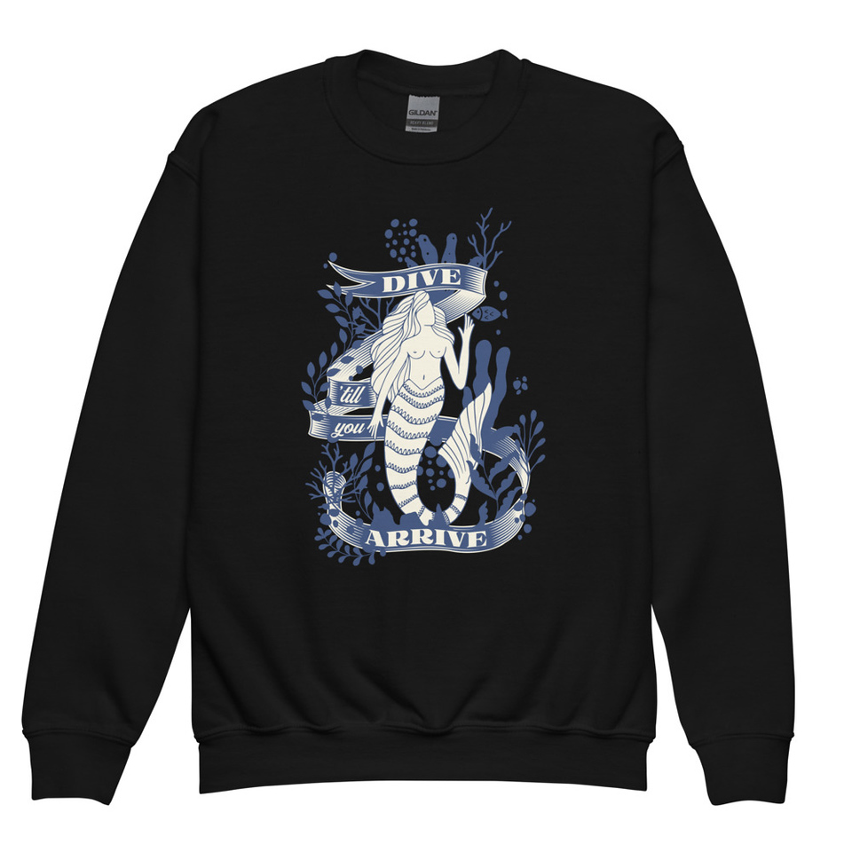 Blue Mermaid - Nautical Youth Crew Neck Sweatshirt