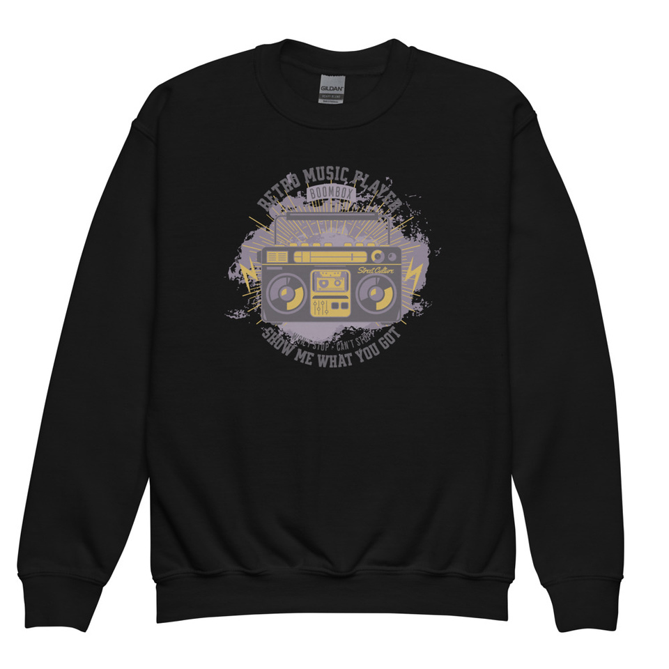 Boombox Music Player - Retro Youth Crew Neck Sweatshirt