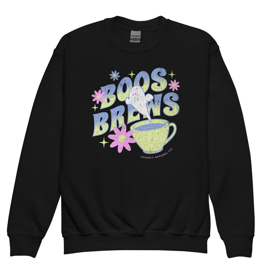 Boos + Brews - Halloween Youth Crew Neck Sweatshirt