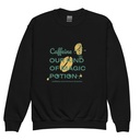 Caffeine Cartoon Youth Crew Neck Sweatshirt