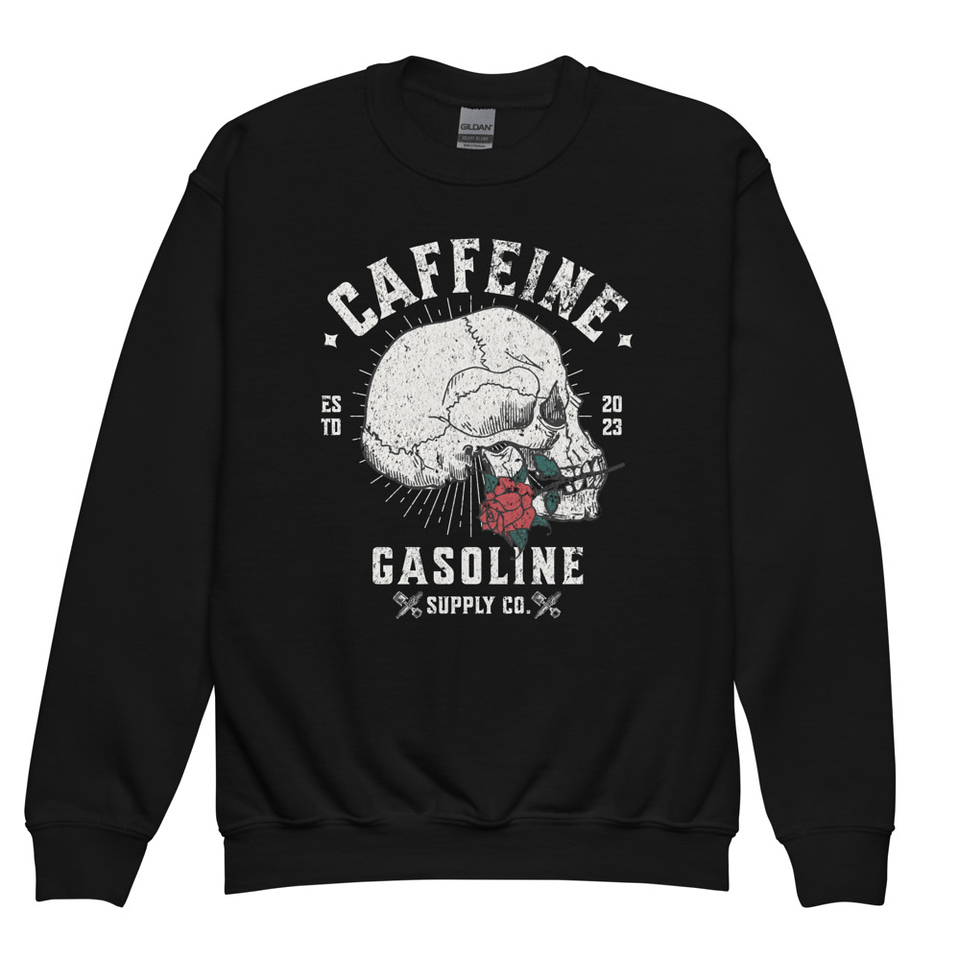 CAFFEINE GASOLINE Youth Crew Neck Sweatshirt
