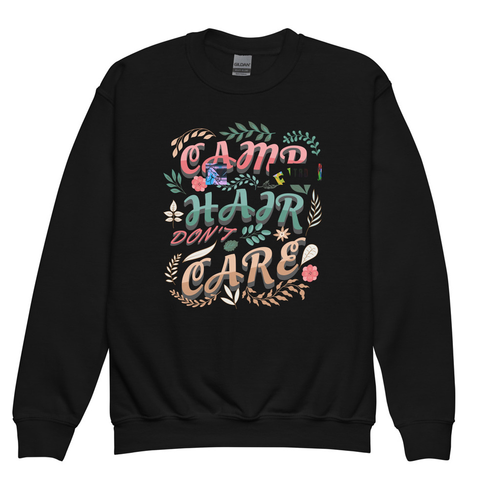 Camp Hair Don't Care Youth Crew Neck Sweatshirt