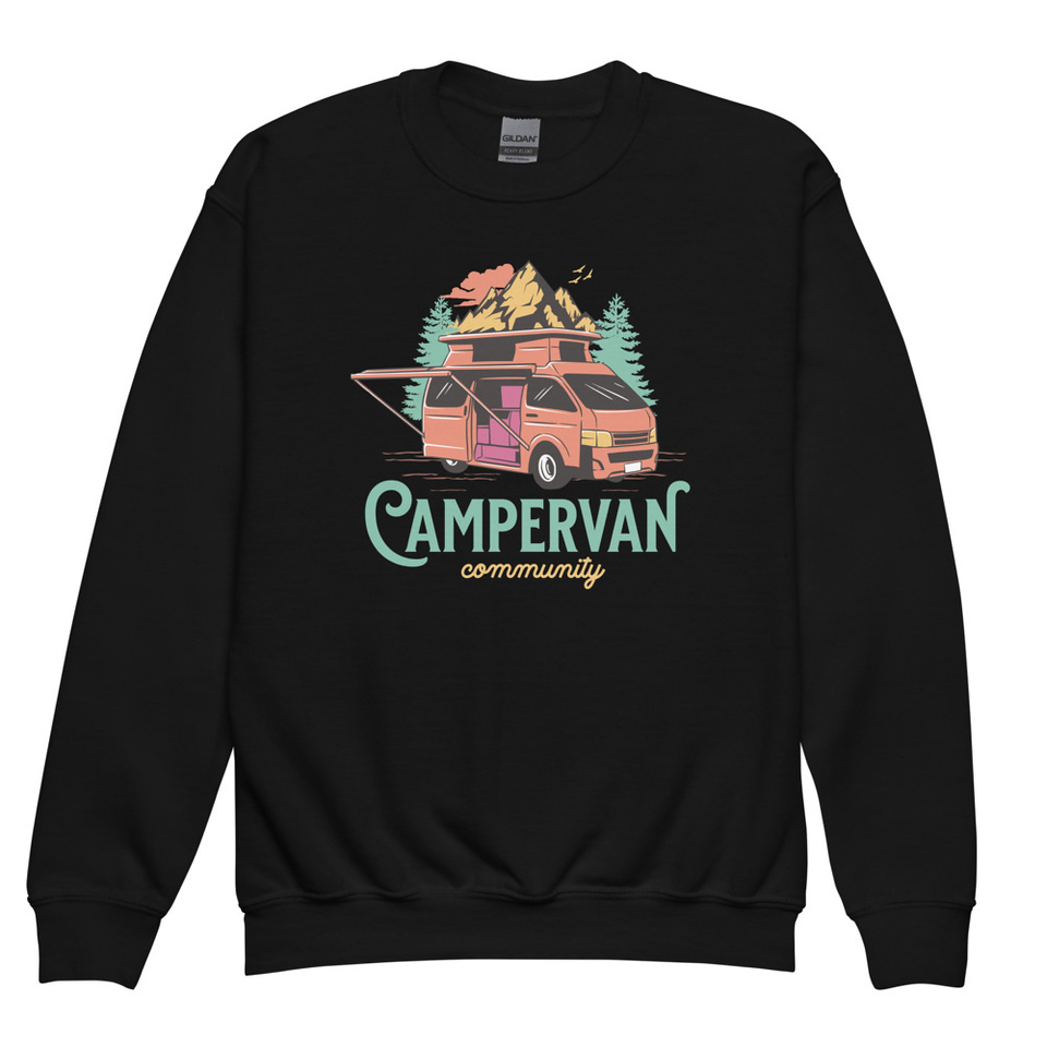 Campervan Community - Outdoor Adventure Youth Crew Neck Sweatshirt